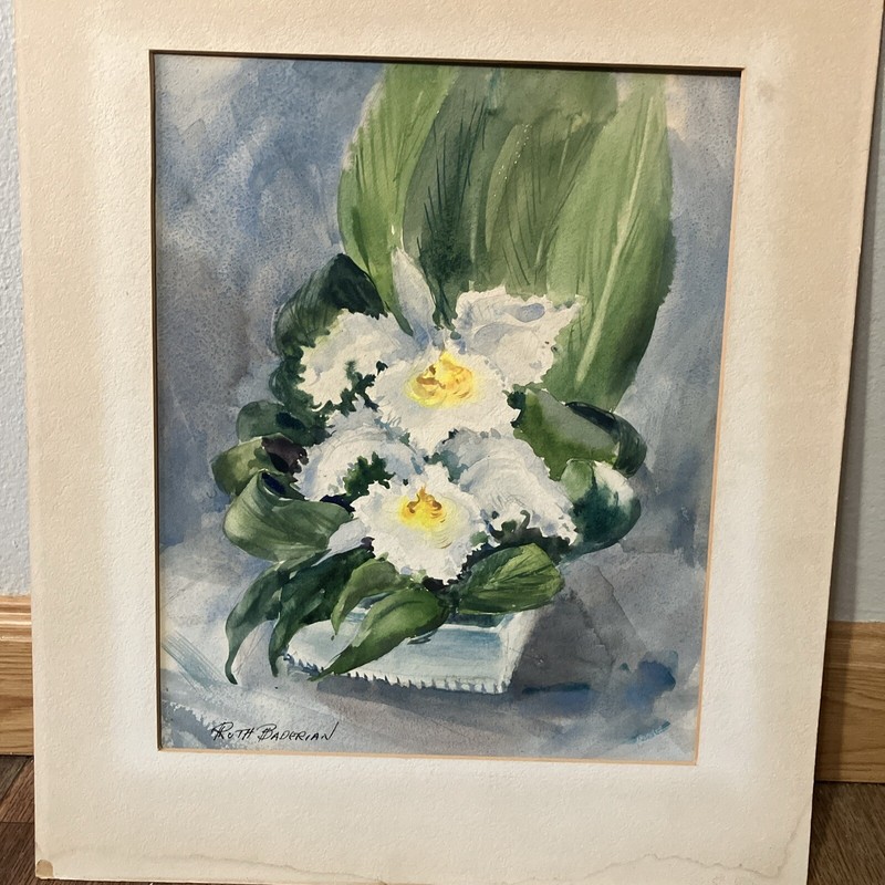 Original Ruth Baderian Floral Watercolor Painting 1960S Listed Artist