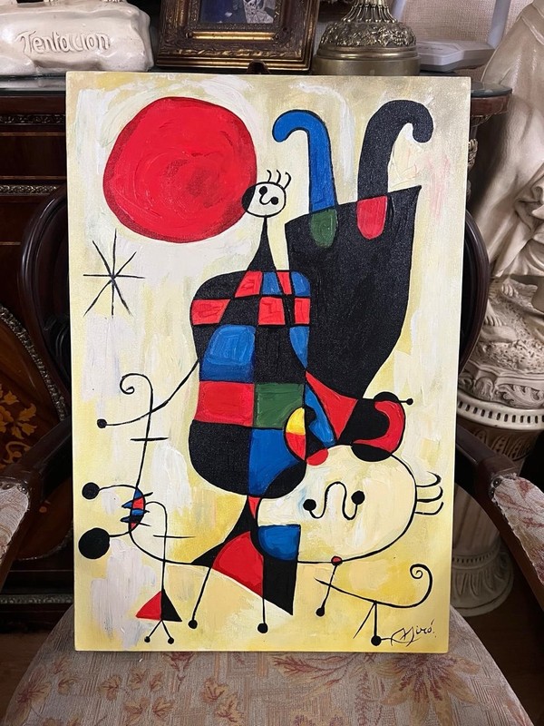 Joan Miro – Amazing Oil Painting – Signed – Stamped – A1