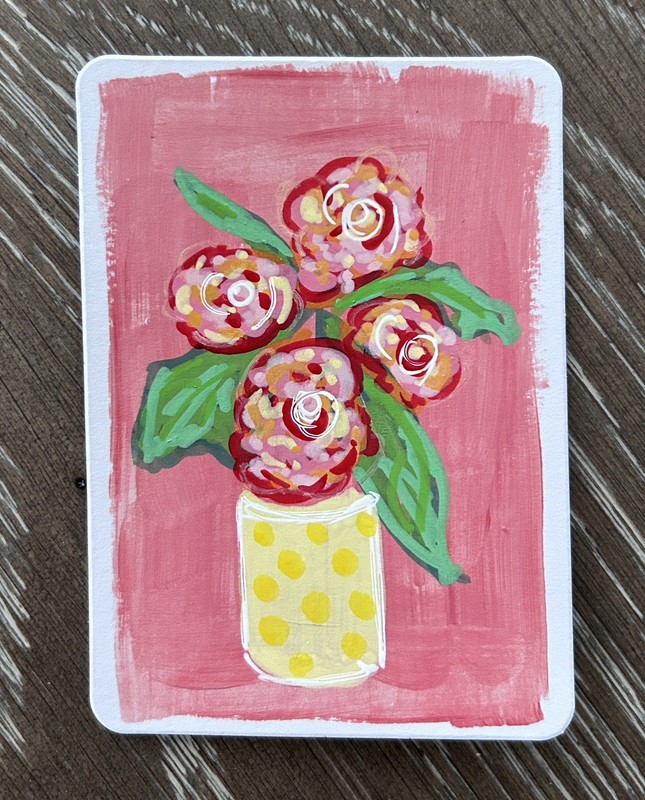 3.5” x 2.5” ACEO Original Floral painting- Tracey Bower Art