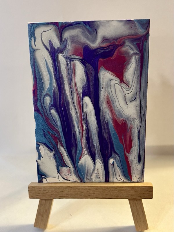 ACEO Original Abstract Acrylic Paint Pour On Paper 2.5 X3.5 Spirits In The Mist