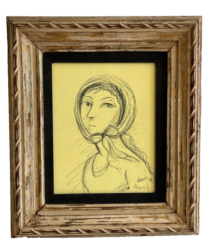 Orlando Naranjo 1992 Latin American Miami Artist Pencil on Paper Framed Painting
