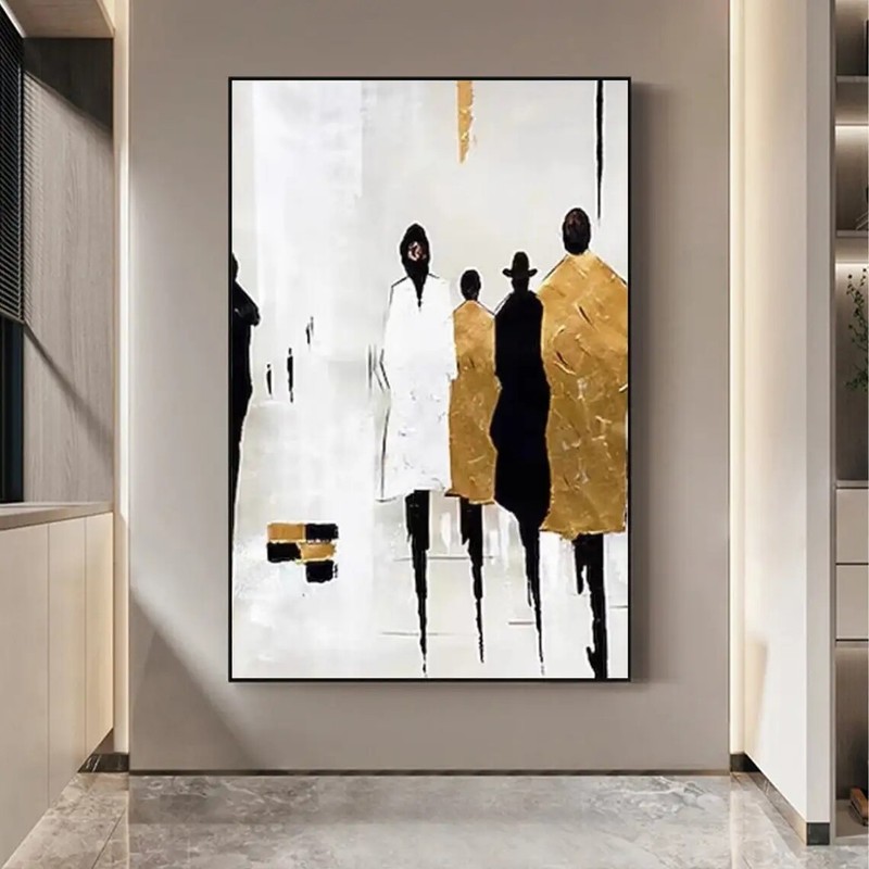 Cityscape Handmade Oil Painting on Canvas Modern Wall Art Abstract Gold Foil Art gallery