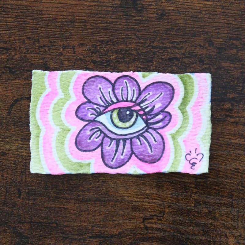 ACEO Watercolor Eye «Blooming Awareness» Seeing Serie #2/15 Paintybee 2 x 3.5 in