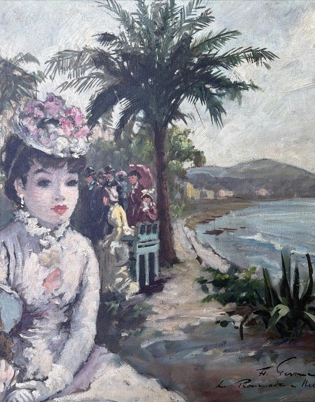 Signed Francois Gerome French Impressionist O/C Of A Beach W/Palm Trees gallery