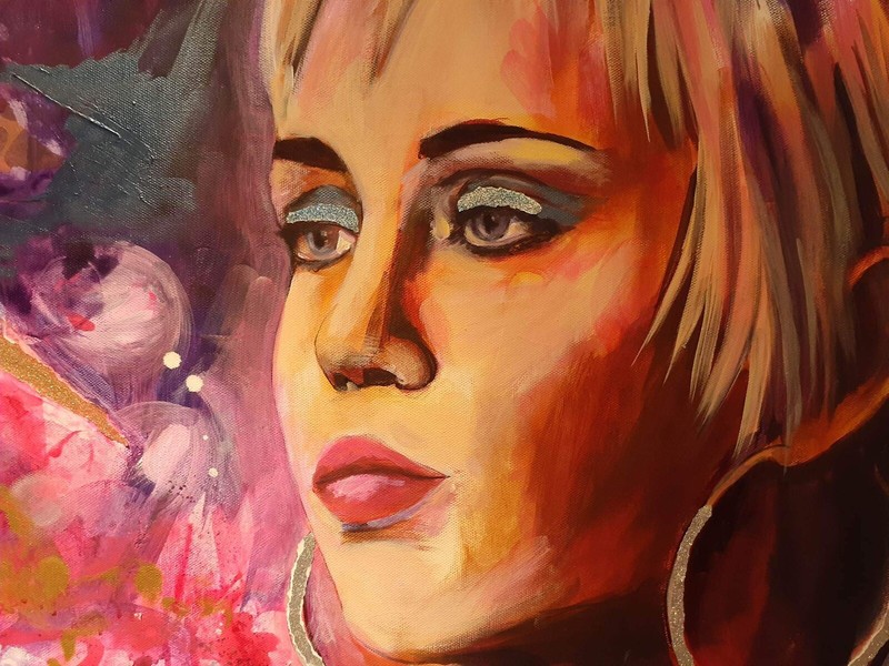 Miley Cyrus Painting, artwork, glittery, Sexy Contemporary Art, Musician Singer gallery