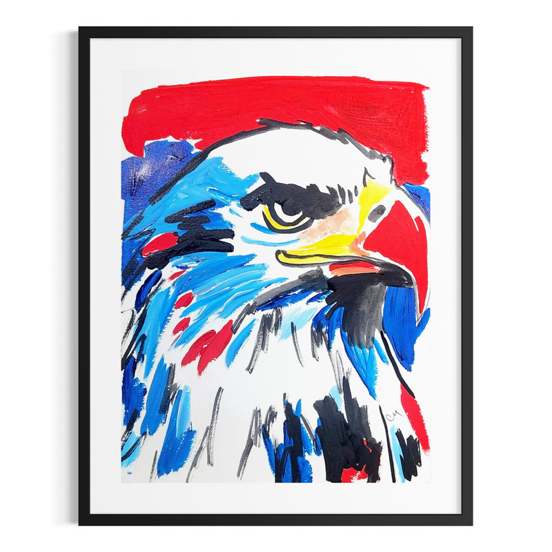 Original Abstract 9×12 Eagle USA Painting Acrylic Patriotic Wall Art Paper