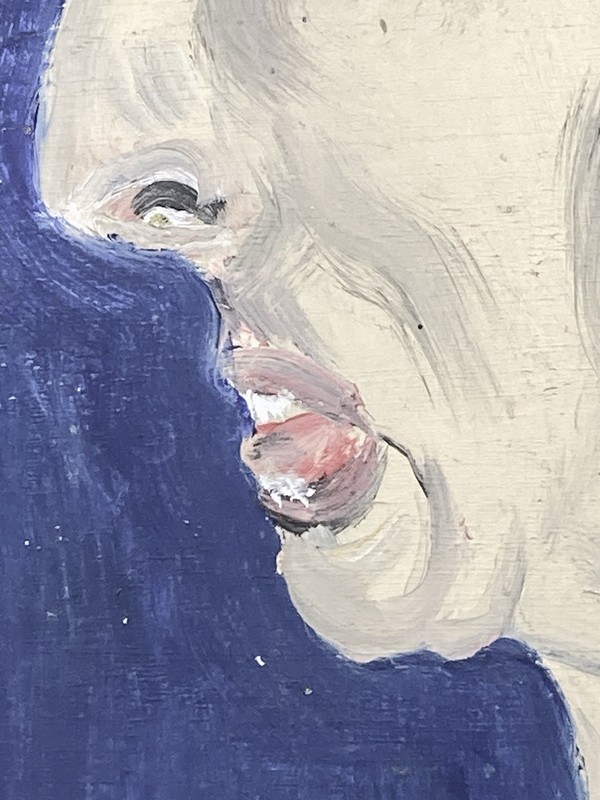 Original Painting, Stylized Head in Profile Unframed on Board (Naive/Outsider?) gallery