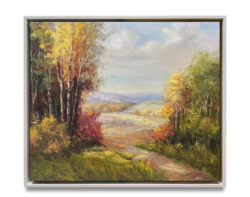 Hungryartist -Original Oil Painting of Autumn Landscape on Canvas 20×24 Framed