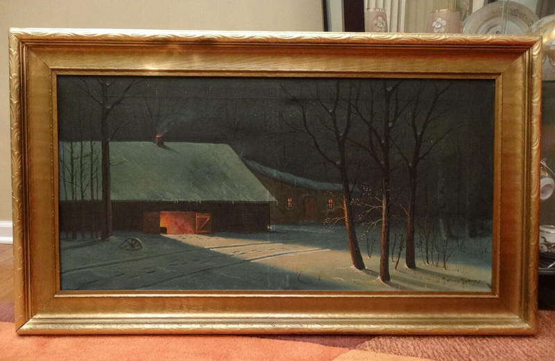 Svend Svendsen (1864-1945) Glowing Nocturne Oil on Canvas Oil Painting