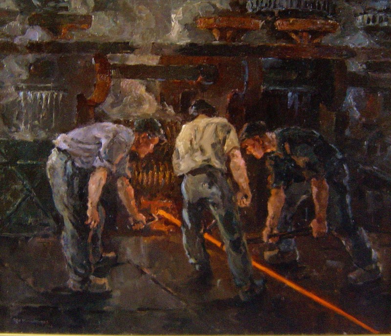 Ria Picco-Rückert 1900 Nuremberg/work in steelworks/large industrial painting