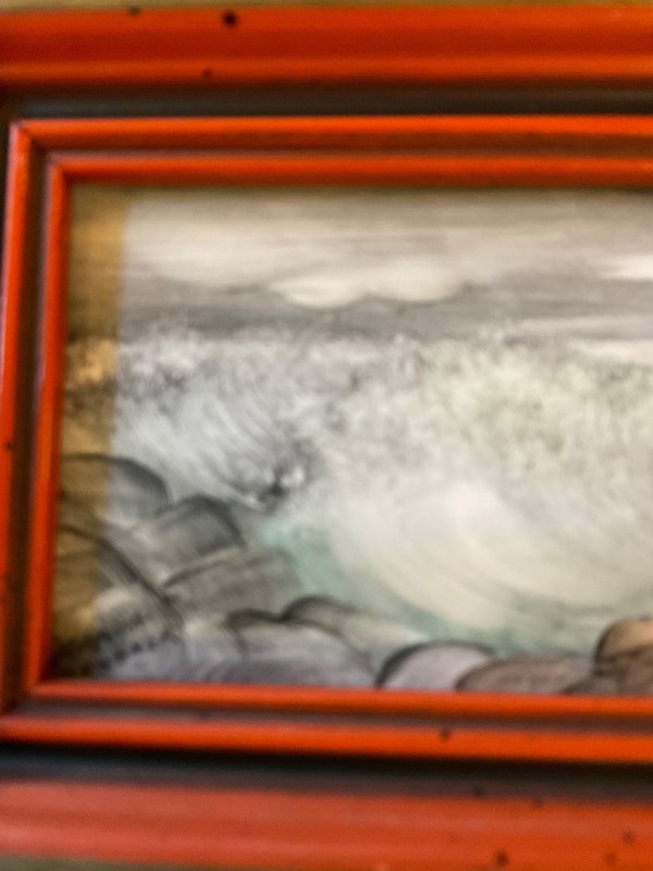 Miniature tiny original ocean PAINTING 2” by 4” by Spooner crashing waves gallery