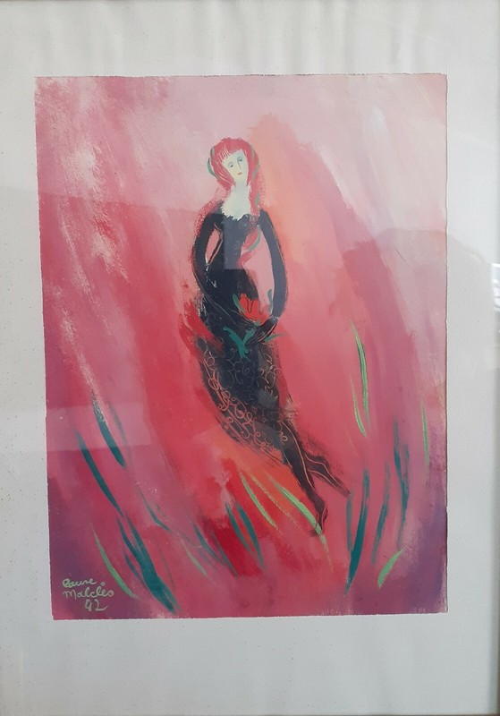 Painting by LAURE MALCLES – Mixed media on paper – v1618.