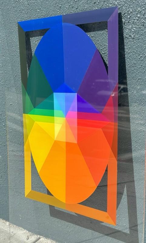 Gay Pride Geometric Rainbow Art, Acrylic 70s Mandala, Queer California Lesbian