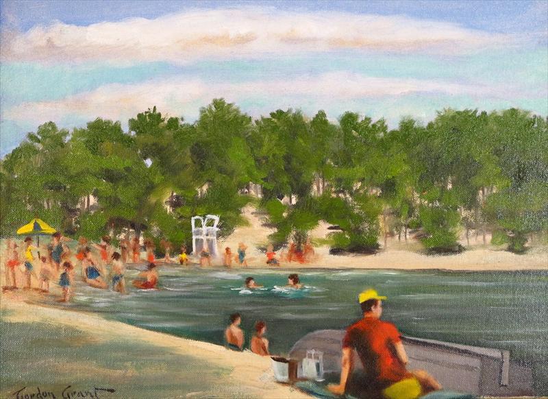 Gordon Hope Grant (1875 - 1962) American modernist "At the Beach" Sig Oil Paint gallery