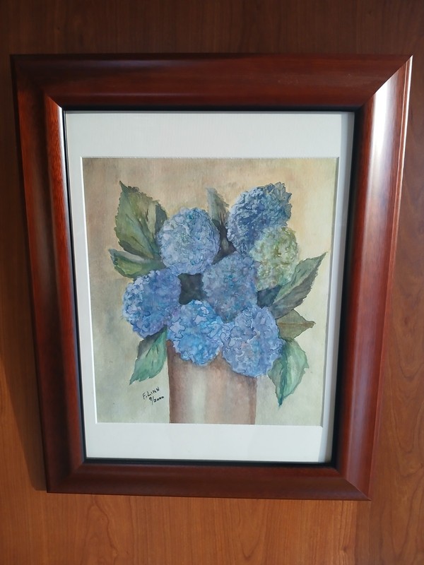 Framed Watercolor Hydrangea Blossom Wall Art 16×20