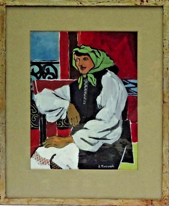 Alexander Minewski (American, 1917-1979) Original Gouache Painting, NY Artist