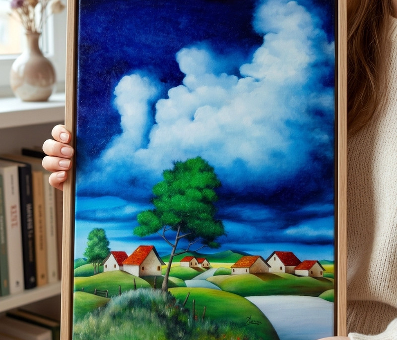 Original Oil Painting «Forgotten Path» by Zhanna | 37×51 cm, Surreal Landscape