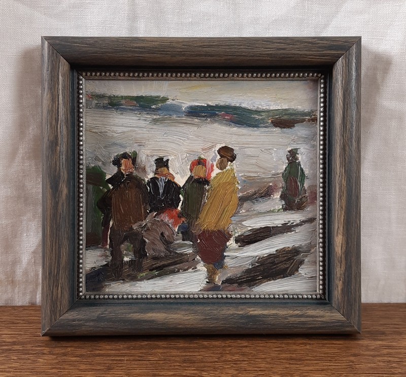 Village Talk, Neighbours Meeting, Vintage Painting Study, Artist Maksimenko