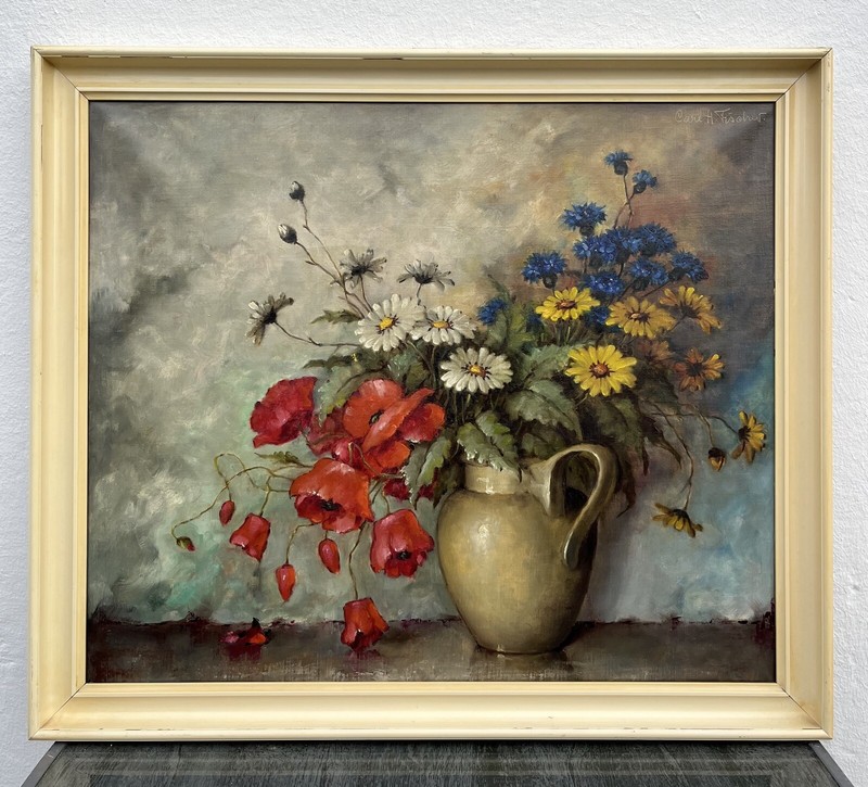 Impressionist Carl Holger Fischer Still Life Summer Flowers In Jug Oil Painting gallery