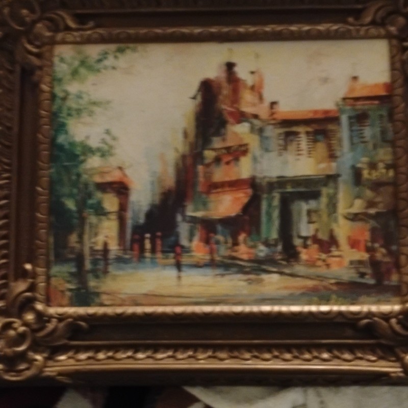 Dubois Signed Framed Impressionist Cityscape Oil Painting on Canvas