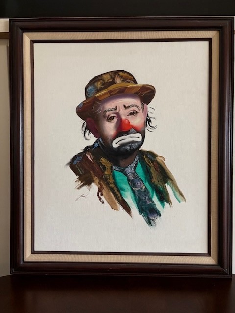 Donald «Rusty» Rust Signed Emmett Kelly”Sad Face” 24” x 20”