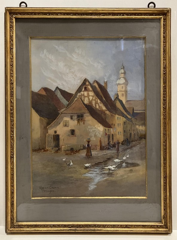 PAINTING Gouache ~ BARONESS HELGA VON CRAMM ~ 1880s Period Frame BLACK FOREST