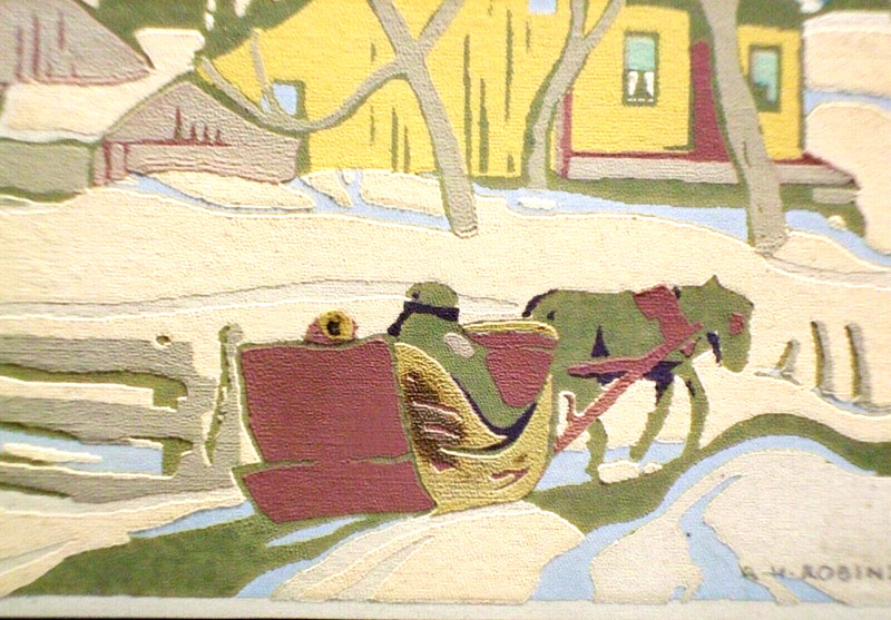 Rare c.1931 Listed Canadian Artist A. H. Robinson Serigraph, "Home From Town" gallery