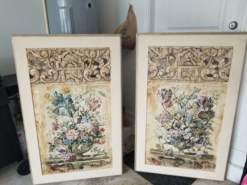 Original Oil Paintings By Susan Hartenhoff Floral Cafe I Floral Cafe II (set),