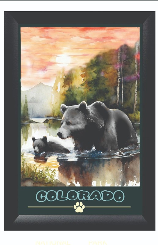 Black Bears Of Colorado Wild Life Wilderness Scene Travel Poster Prints