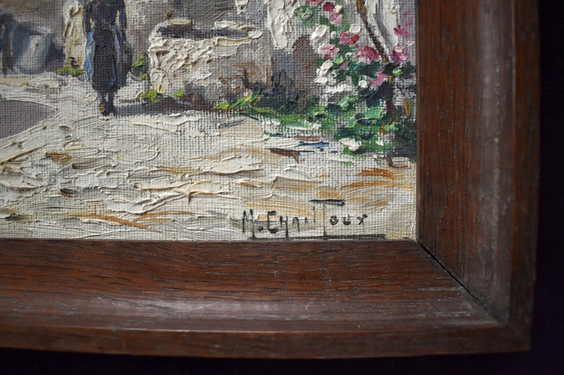 1940s French Oil Painting Windmill Village Max Chailloux Signed Museum Artist gallery