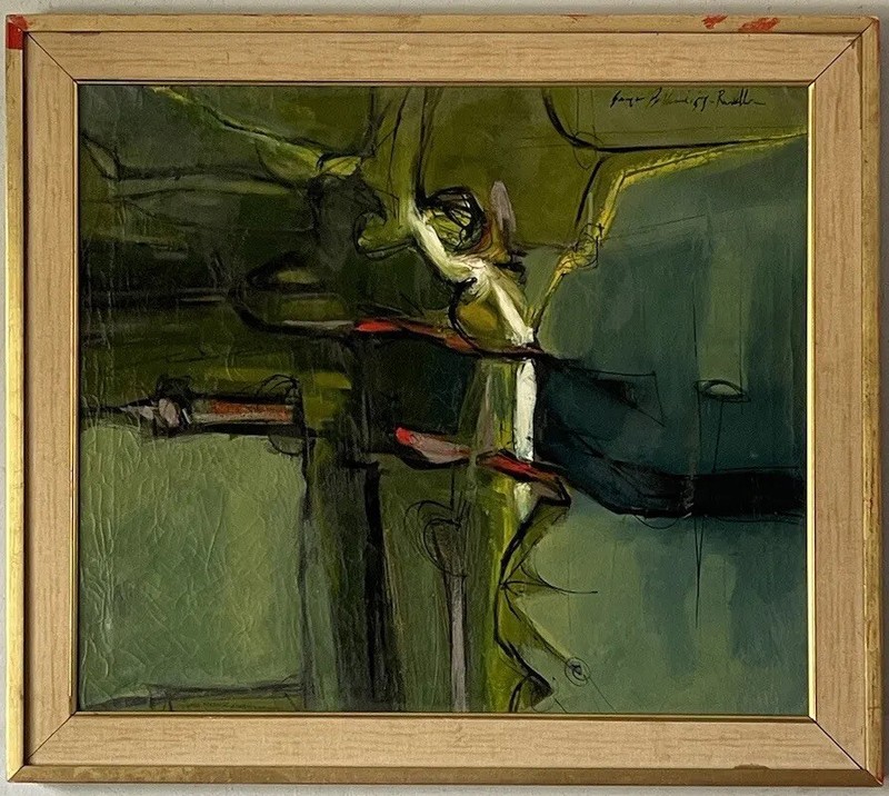 GIORGIO BELLANDI ITALIAN ANTIQUE MODERN ABSTRACT OIL PAINTING OLD VINTAGE 1955