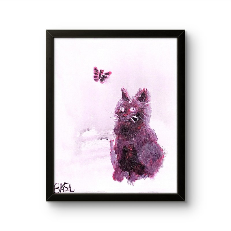 Butterfly Kitten Vibrant Abstract Expressionism Canvas Painting gallery
