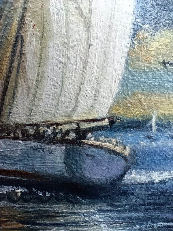 Sailboat Original Oil Painting 4x6 Framed Signed Yacht Marine Seascape Sea Art gallery