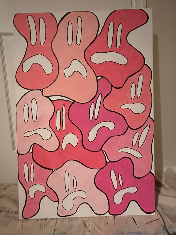 Crowd Studies – Pink Ghouls | Original Acrylic Painting | 24x36 Canvas gallery