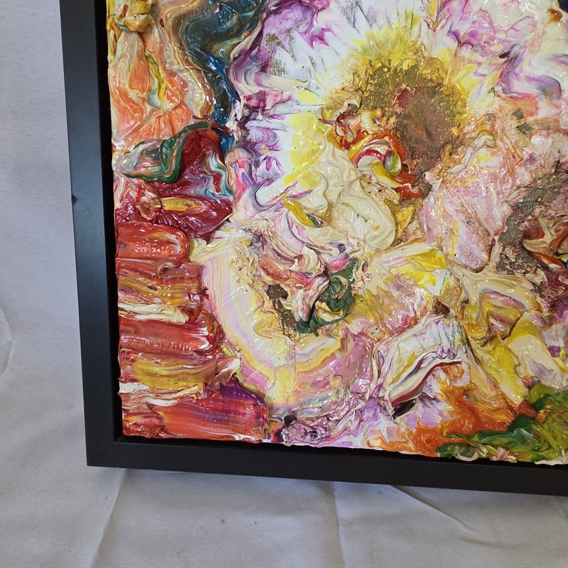 Oil On Panel 3D Abstract Art Floating Frame Kevin Winger #78 Quartz Skull Signed gallery