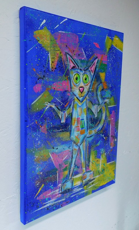 Abstract Painting Cat Graffiti Effect Original Art by Rain Crow gallery