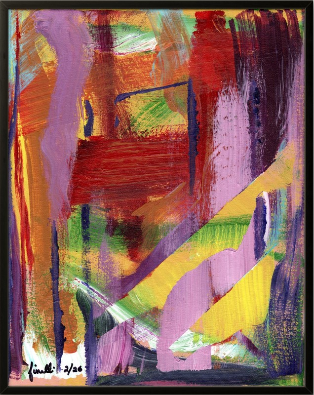 FINELLI ORIGINAL Acryllic Painting High Art Modern Collectible 11×14 COA G8Z