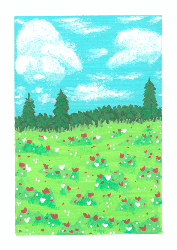 ACEO Original Flowers Floral Plants Trees Forest Woods Landscape OneCraftyLady