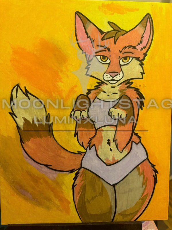 Natural colored fox furry on 11X14 flat canvas in Neko outfit(old canvas)