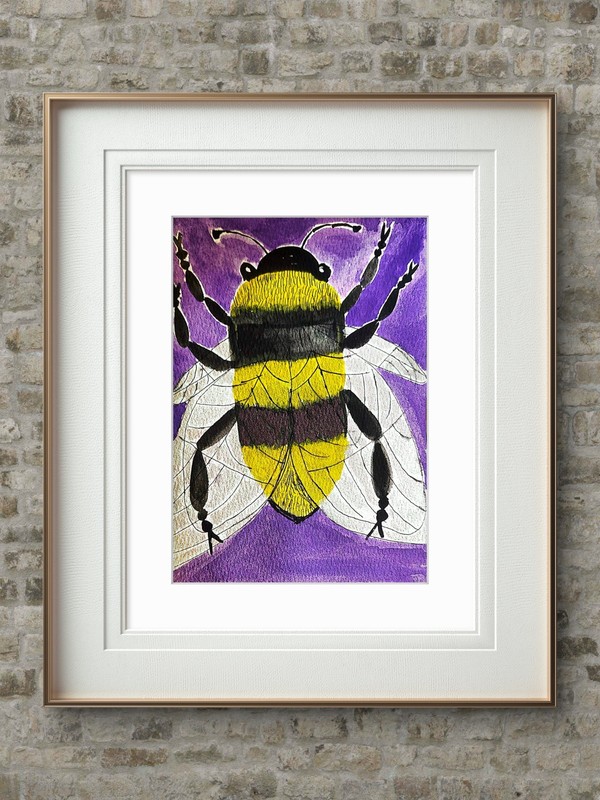 BumbleBee Original Abstract 5x7 Watercolor Paper Signed Contemporary Wall Art gallery