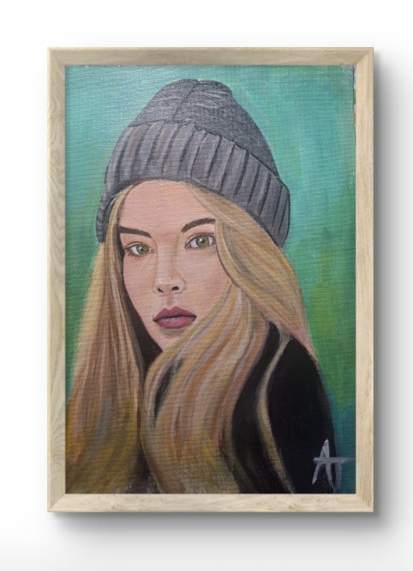 Original Hand Painted 9x12 Contemporary Portrait Acrylic Paper Art gallery