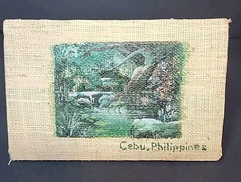 Painting On Burlap Cebu, Philippines Mounted On Free Standing Frame/Letter…
