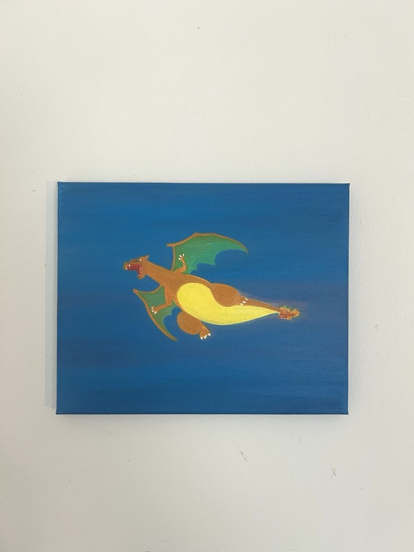 Charizard 8" x 10" Oil/Acrylic Canvas Original Painting Pokémon Fan Art NO FRAME gallery