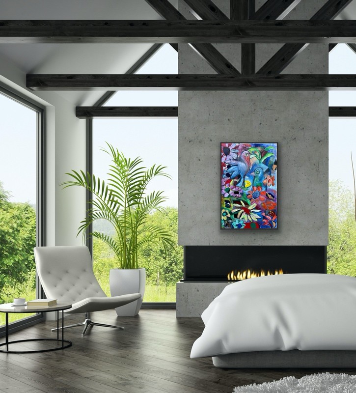 Melissa Bollen Original Bird Butterfly Abstract Painting Flowers Texture gallery
