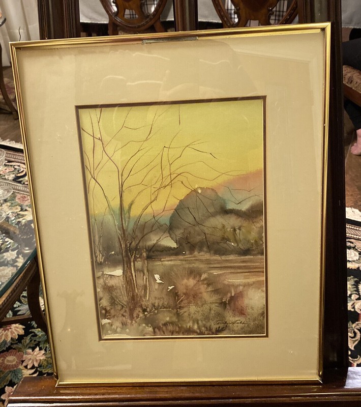 Original Water Color and Pastel Painting Glass Framed Signed
