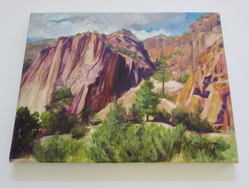 NJ McDevitt Oil Painting Bandelier National Monument New Mexico Landscape