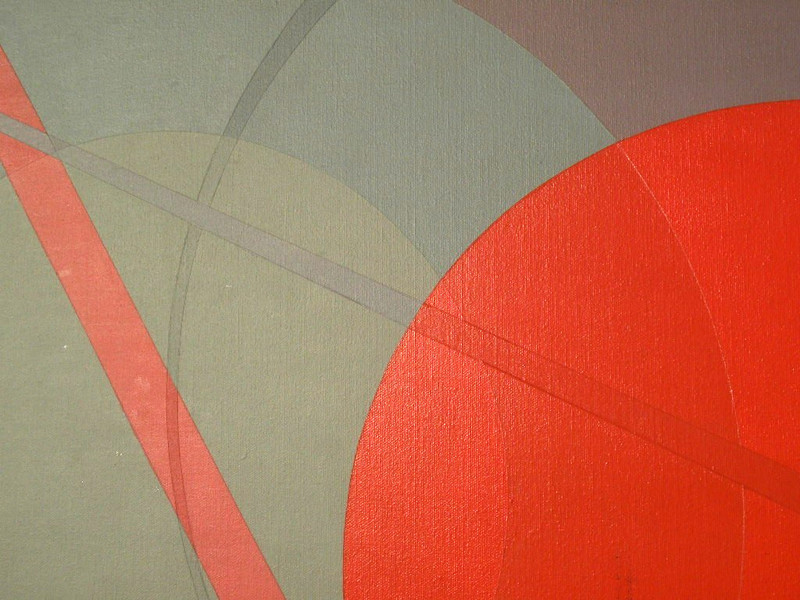 Large signed Mid Century abstract "hard edge" painting Russian Suprematist style gallery