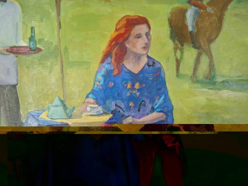 Tea at the Racemeeting Paddock Scene by Kerwin Original Oil Painting 40" gallery