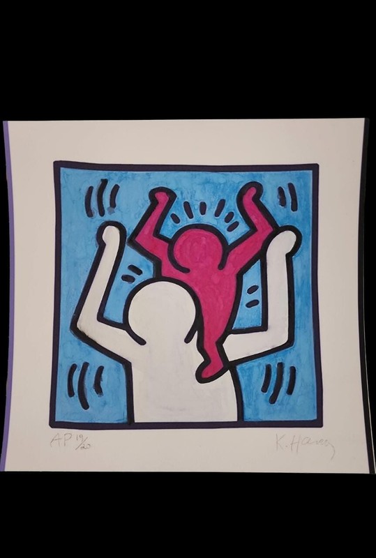 FINE American Master – Keith Haring – Silkscreen painted / Stamp / Signed