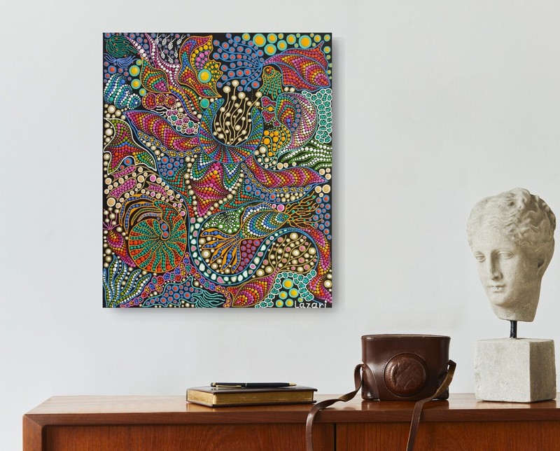 Underwater World original art Stingray art Coral Fish Artwork Colorful Sea life gallery